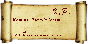 Krausz Patrícius névjegykártya