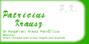 patricius krausz business card
